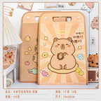 Vertical Accordion File Folder with Capybara Cartoon Print, Large Capacity for Test Papers, Student Tote Bag with Handle