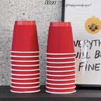 Red Coffee Cup Disposable Paper Cup Milk Tea Hot Drink Store Juice Takeout with Lid 10 12 16oz Environment protection Paper Cups
