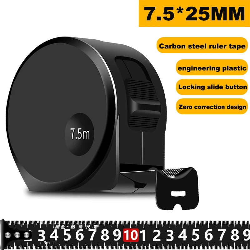 1Pcs 3/5/7/10M Black Steel Material Measuring Tape Measure Multifunctional Household Woodworking Mini Measuring Tools