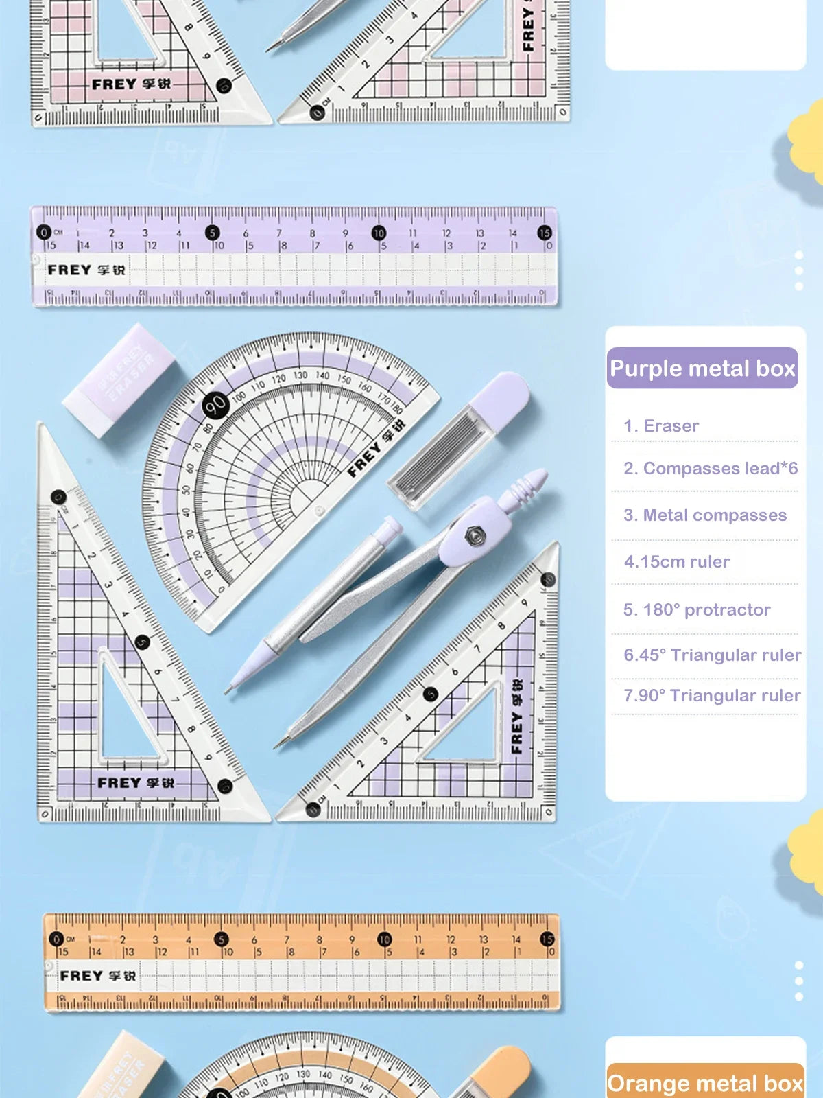 7 Pcs/Set Mathematical Rulers Set - Multi-function Professional Compass Ruler Drawing Tools, School Supplies Students Stationery