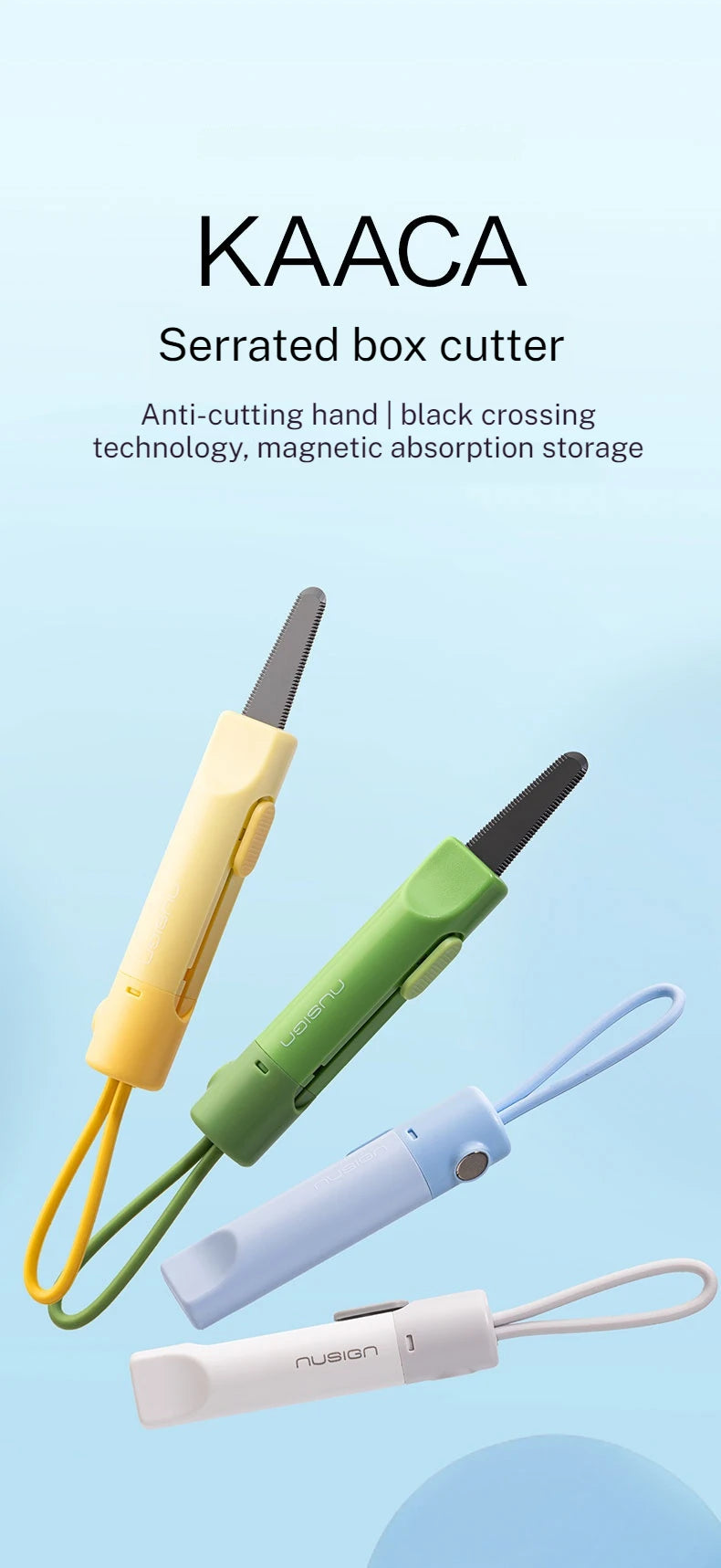 NUSIGN Magnetic Mini Box Cutter Portable Retractable Blade Paper & Letter Opener Durable ABS Material for Office & Home Use