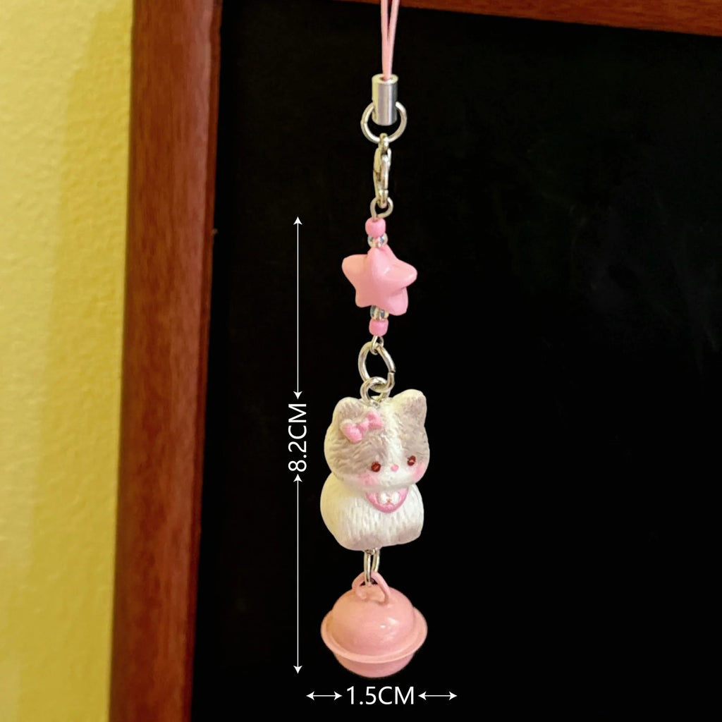 1/3 Pcs Cute Cat Phone Chain Pendant Versatile Bell Star Pendant Cartoon 3D Cat Bag Keychain Pendant
