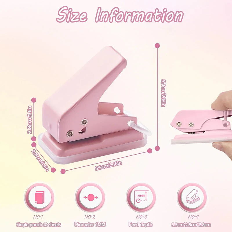 。Kawaii Office School Supplies Stationery Items Mini Hole Punch 1 Hole Cute Paper Punch Portable Round Hole Puncher Paper Cutter