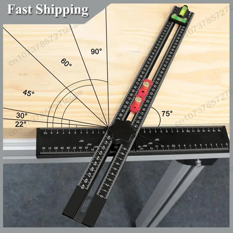 -A99Z Drawer Door Hole Drilling Template Drywall T Square Ruler Adjustable Positioning Ruler Drilling Positioning Ruler