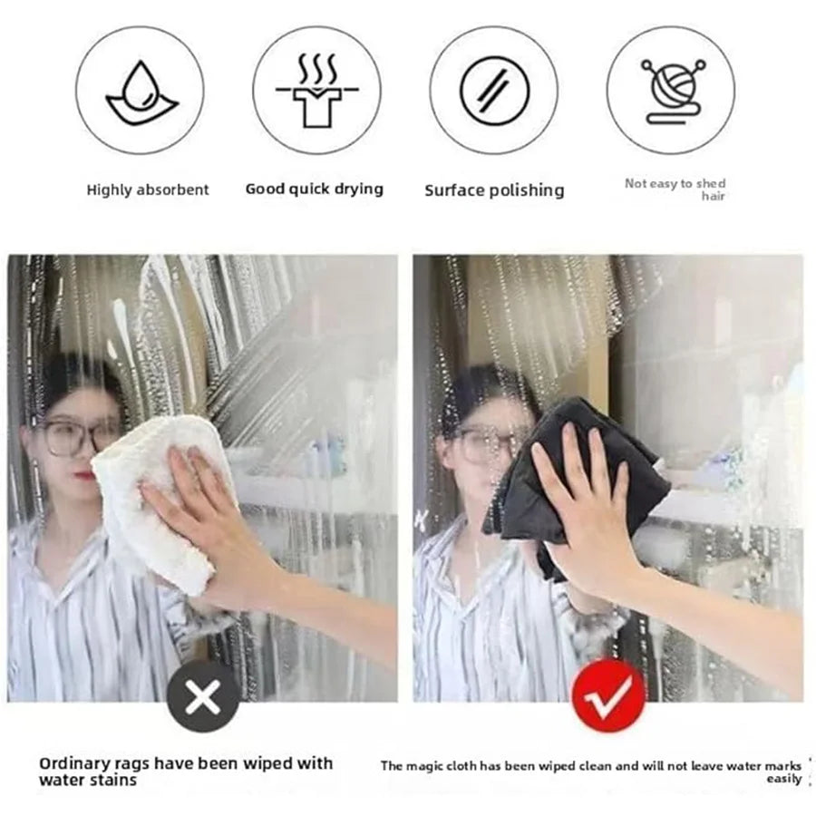1/5 Magic Cleaning Cloth, Microfiber Glass Cleaning Towel, Reusable, Washable, Lint-Free, Suitable for Kitchen Glass and Cars