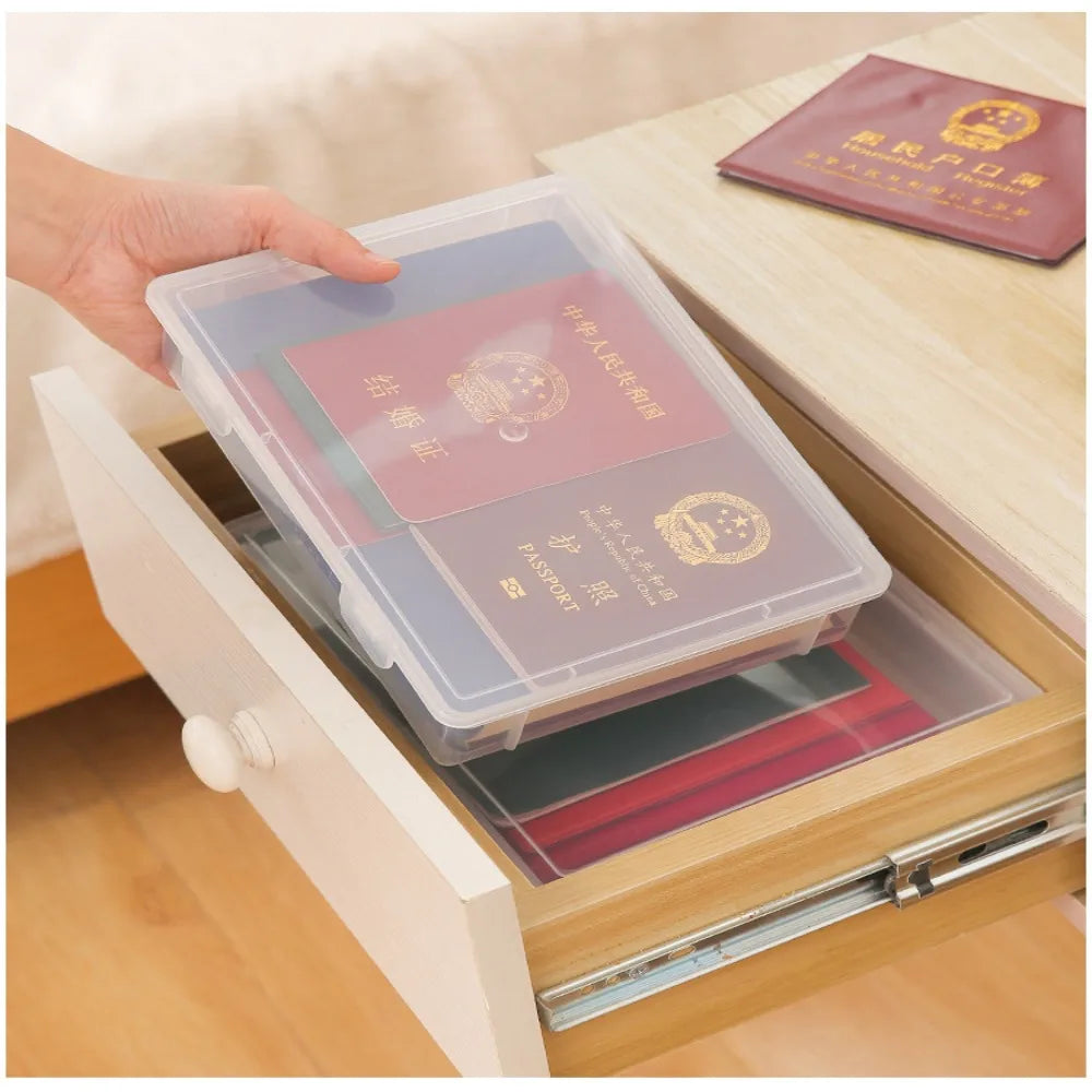 Plastic Document Organizer Organized Clear Square Shape Storage Box A4 Organizing Box