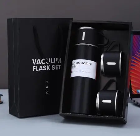 One Cup Three Lid Thermos Cup Set 304 Stainless Steel Handle Lid Gift Cup Men's And Women's Portable Gift Box Set
