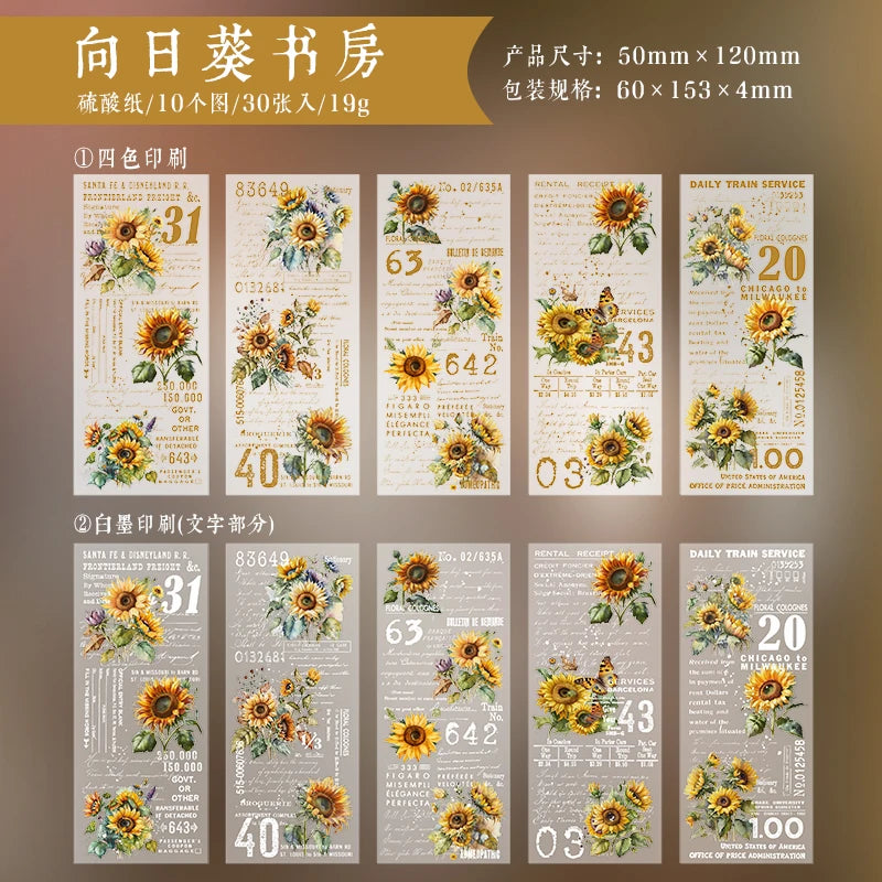 JIAMEI 30pcspack Floral Litmus Paper Materials Paper Decor Junk Journal DIY Scrapbooking Translucent Craft Aesthetics Paper