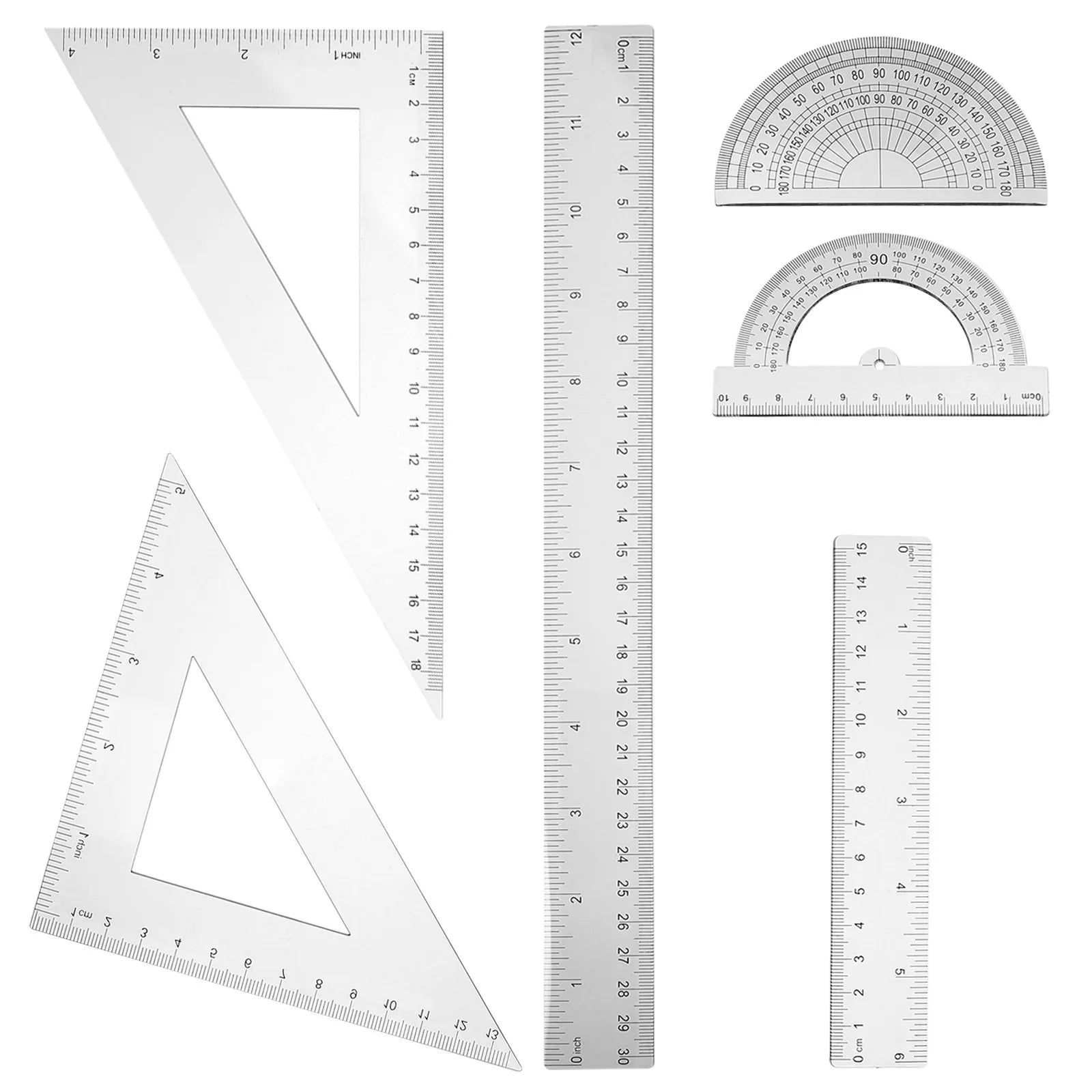 2Sets Math Geometry Tool Set Lightweight Portable Drafting Ruler Protractor Triangle Board Professional Measurement Tool for Art
