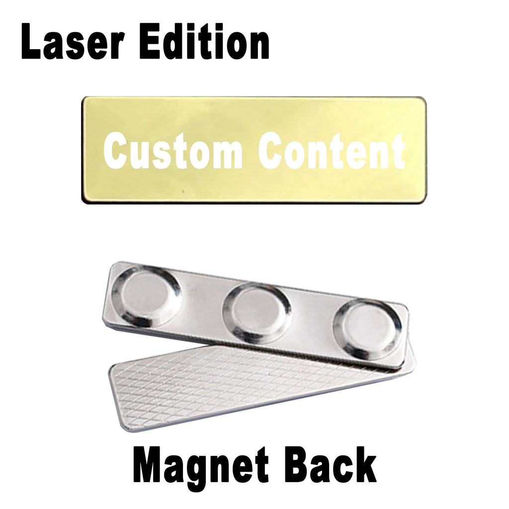 Stainless Steel Custom Name Tag with Pin Clip - Engraved Personalized Work Badge Business Identification Metal ID Name Plate