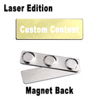 Stainless Steel Custom Name Tag with Pin Clip - Engraved Personalized Work Badge Business Identification Metal ID Name Plate