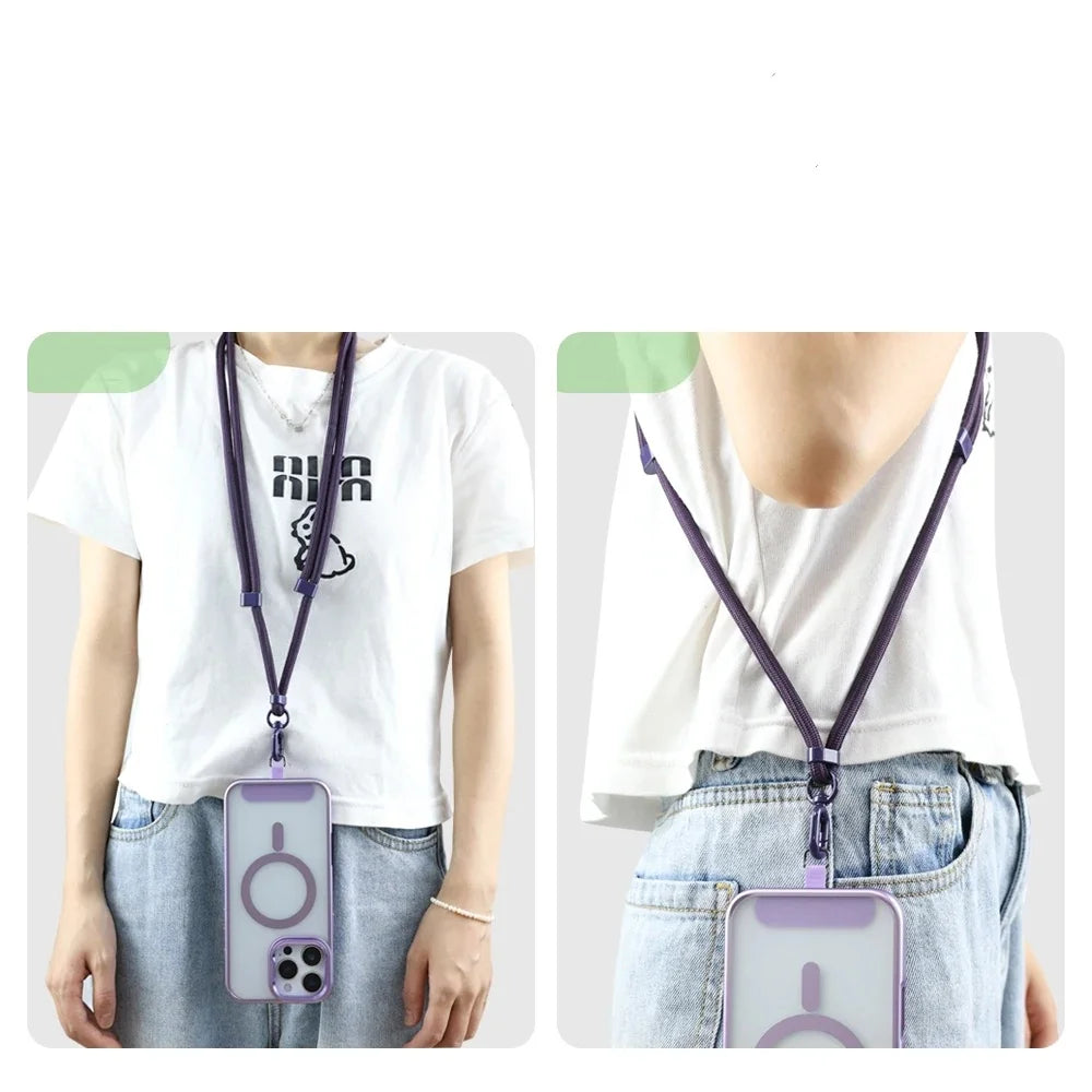 Colorful Adjustable Long Lanyard for Mobile Cell Phone Candy Solid Color Crossbody Necklace Anti-Lost Strap for Phone Universal