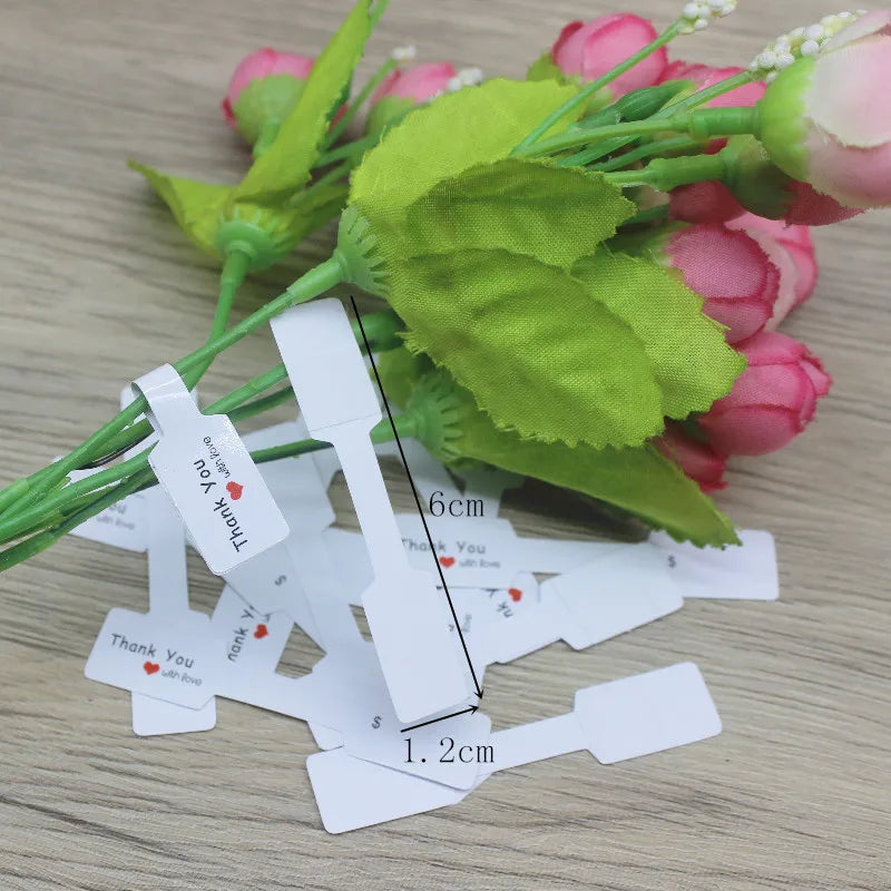 100PCS Multi Style Ring Folded Labels White/Kraft Handmade with Love Ring Price Labels Jewelry Tag Sticker Labels 6*1.2cm