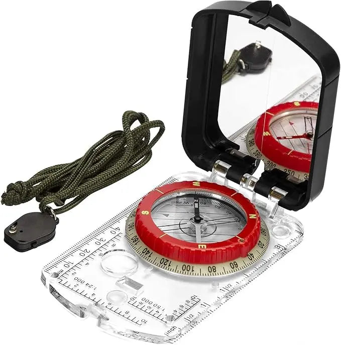 Survival Compass with Sighting Mirror, Adjustable Declination & Clinometer,  Multifunctional Gear for Outdoor Camping Hiking