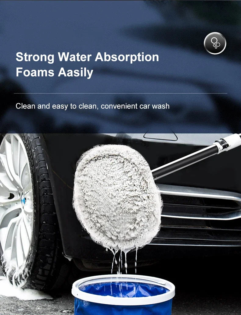 Car Wash Brush Car Cleaning Brush Telescoping Long Handle Mop Soft Hair Chenille Broom Universal Window Wash Auto Accessories