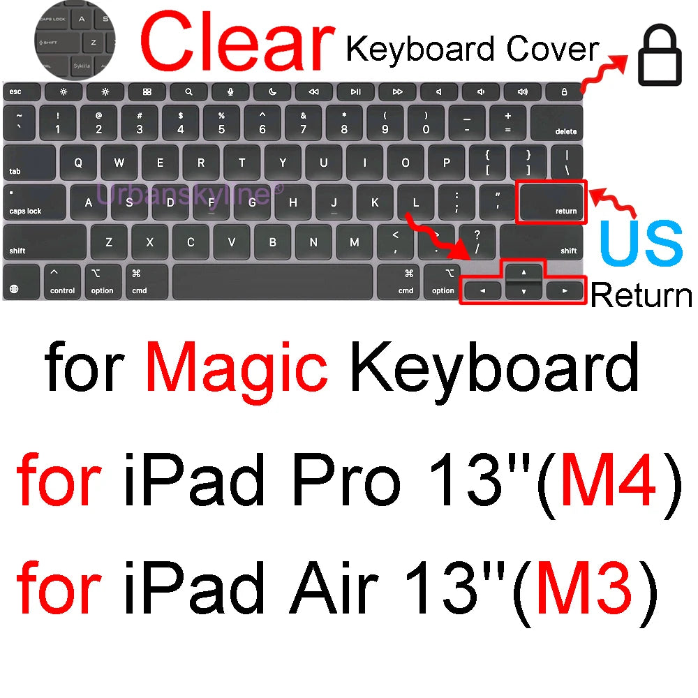 Keyboard Cover for iPad Pro 13 M4 12.9 Magic Keyboard Air 11 M3 10 10.5 10.9 M2 M1 Smart Case Folio Silicone Protector Skin TPU