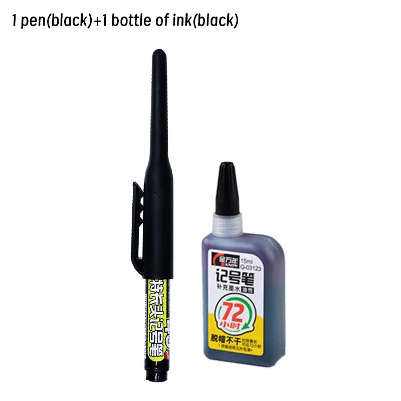 Lot 45mm Waterproof Long Head Nib Deep Hole Markers Pen Tile Carpenter Pen Multi-purpose for Woodworking Black/Blue/Red Ink