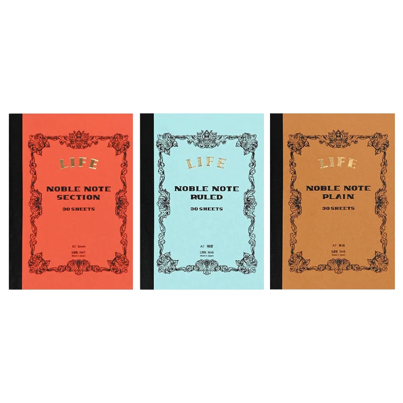 Japanese LIFE noble note section Notebook 100sheets Grid/Horizontal A4 A5 B4 B5 Pen Writing Notebook Office Stationery Supplies