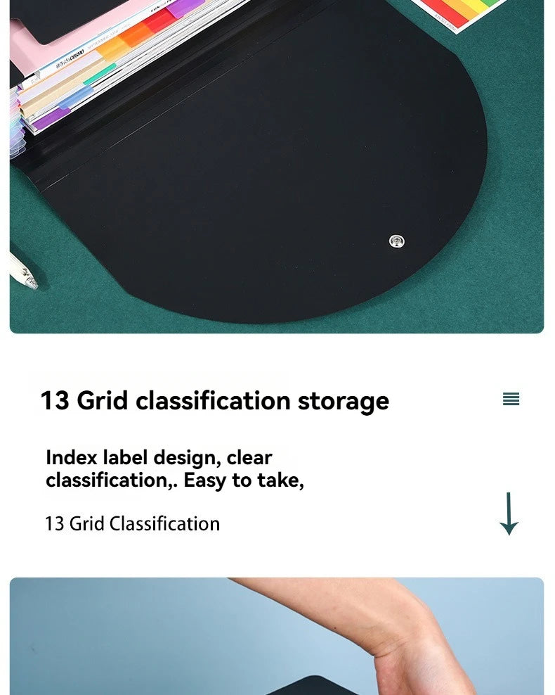 13/25/37 Grid Plastic Three Sided Sealed Hanging Rope Flip Organ Bag A4 Multi-Layer Folder Office File Storage PP File Bag