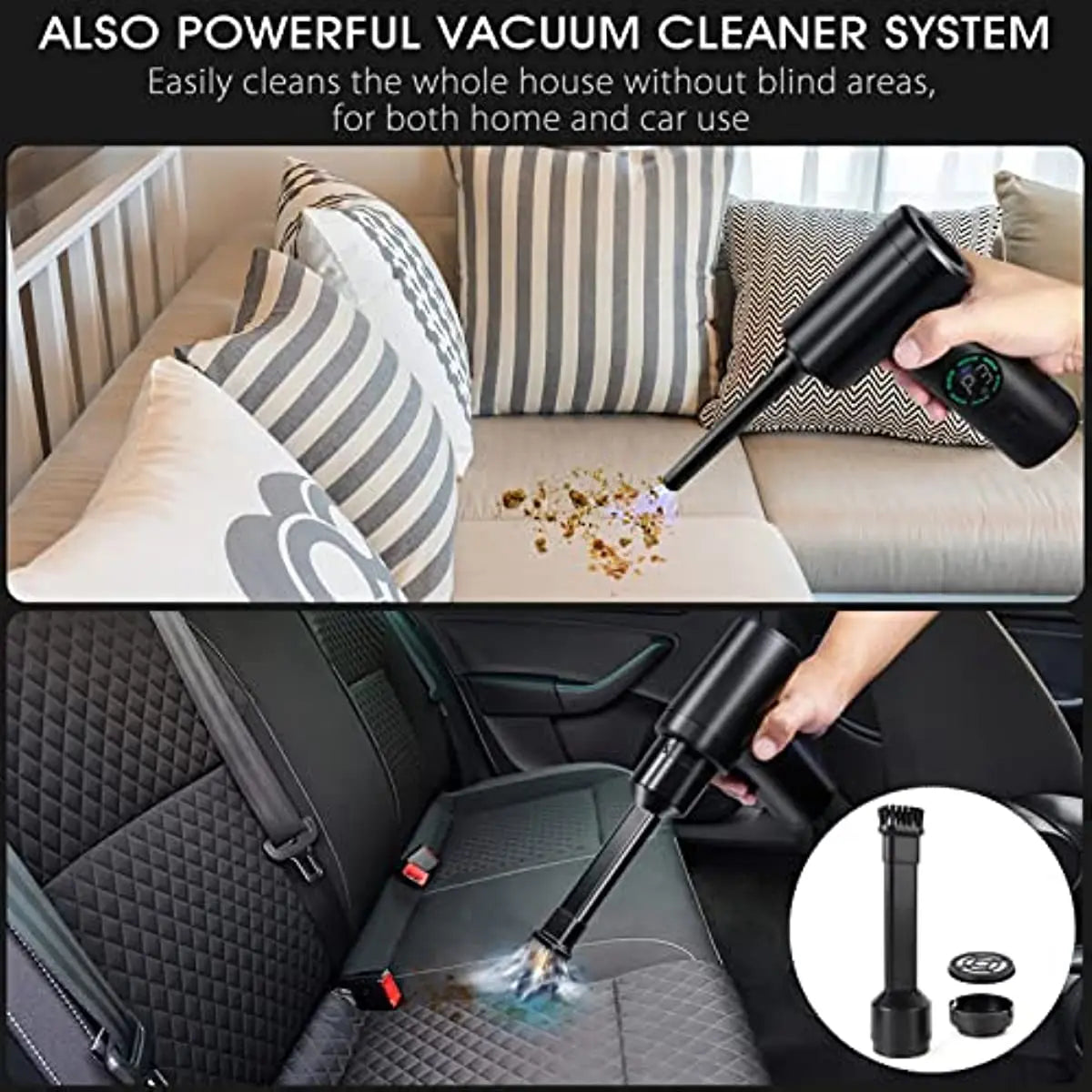 7500mAh Portable Compressed Air Duster Multi Air Blower & Vacuum Cleaner Cordless Duster Blower for Keyboard Computer Cleaning