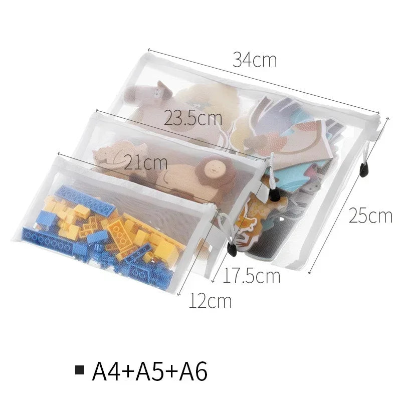 1/3/6PCS Storage Bag Mesh ZipperToy Building Block Puzzle Sub-package Children Particle Zipper Transparent Finishing Storage