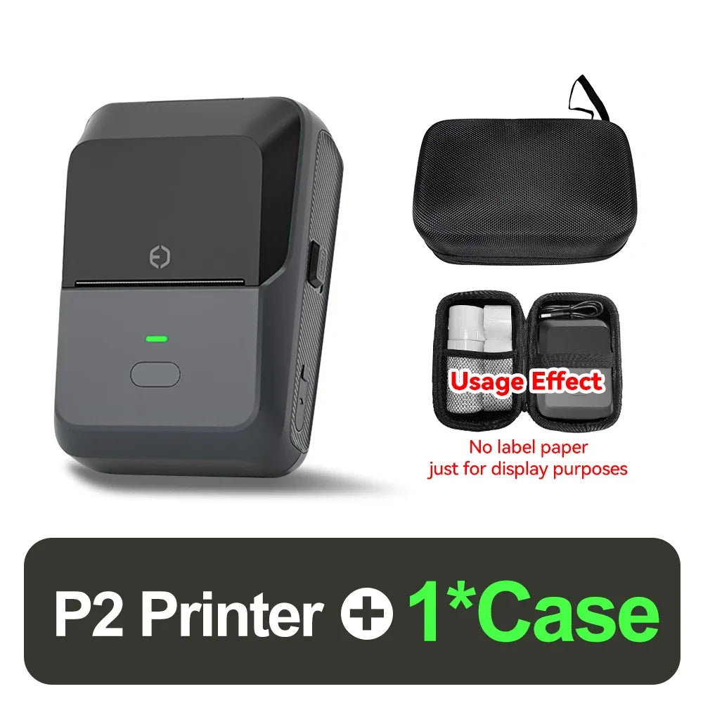 P2 Thermal Wireless Label Printer 20-58mm 2 inch Portable Bluetooth Sticker Mini Printer Price Tag Barcode Label Maker DIY