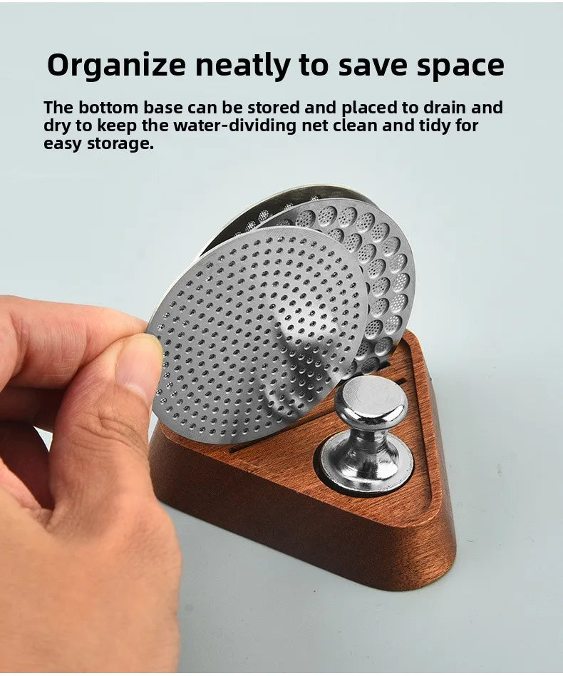 51/53/58MM Portafilter Espresso Universal Filter Storage Rack Coffee Puck Screen Stand Reusable Wooden Coffee Filter Stand