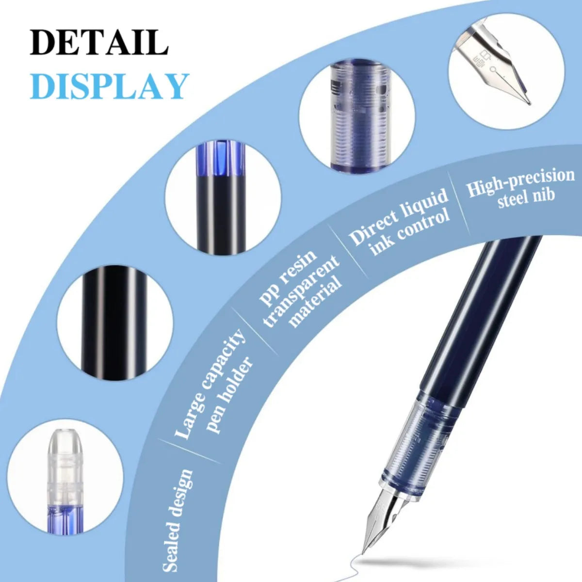 Large Capacity Disposable Fountain Pen Multi-Color Writing Ink Pens Quick-Drying Stationery F Nib Direct Liquid Pen Office Acce