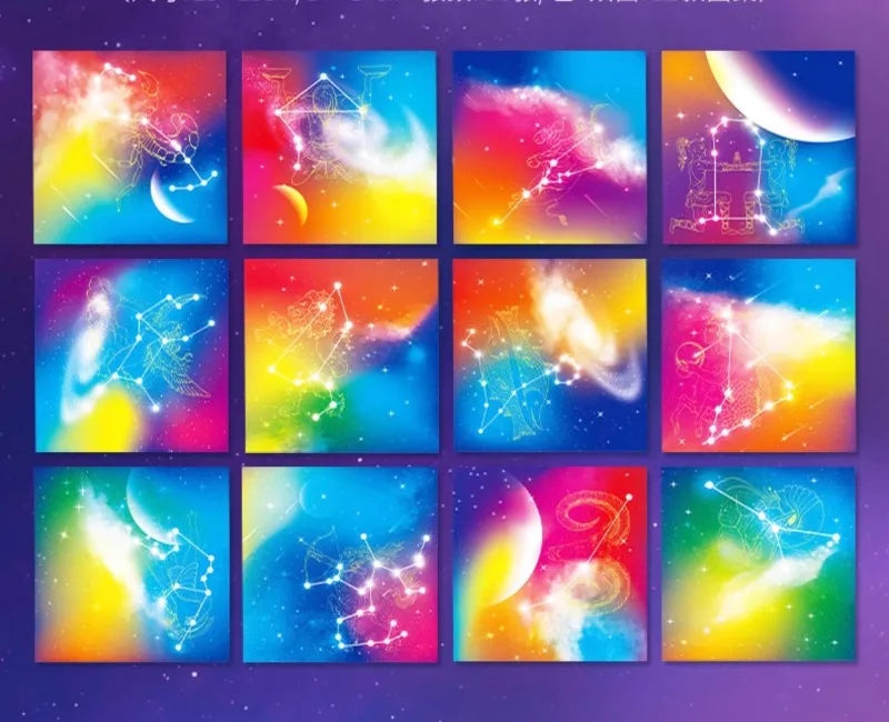50pcs Creative Square Star Sky Constellations Origami Paper Kid DIY Handmade Double-sided Coloring Fold Craft Paper Art Gift