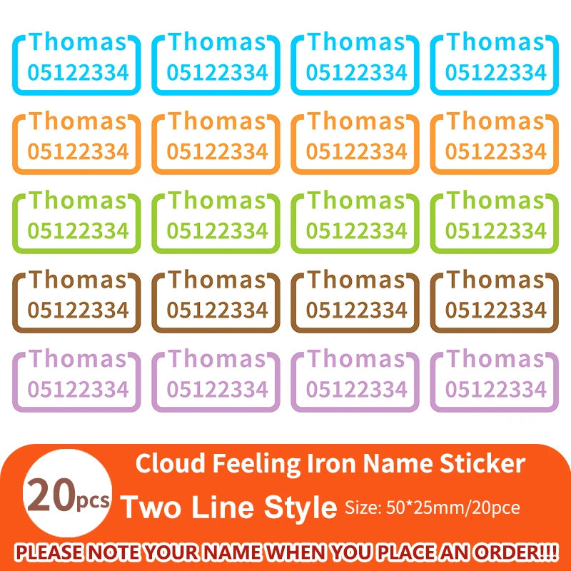 Custom Clothes Ironing Name Sticker Personalized Washable Stickers  Heat Transfer Labels on Fabric Clothing Babysuit Tags