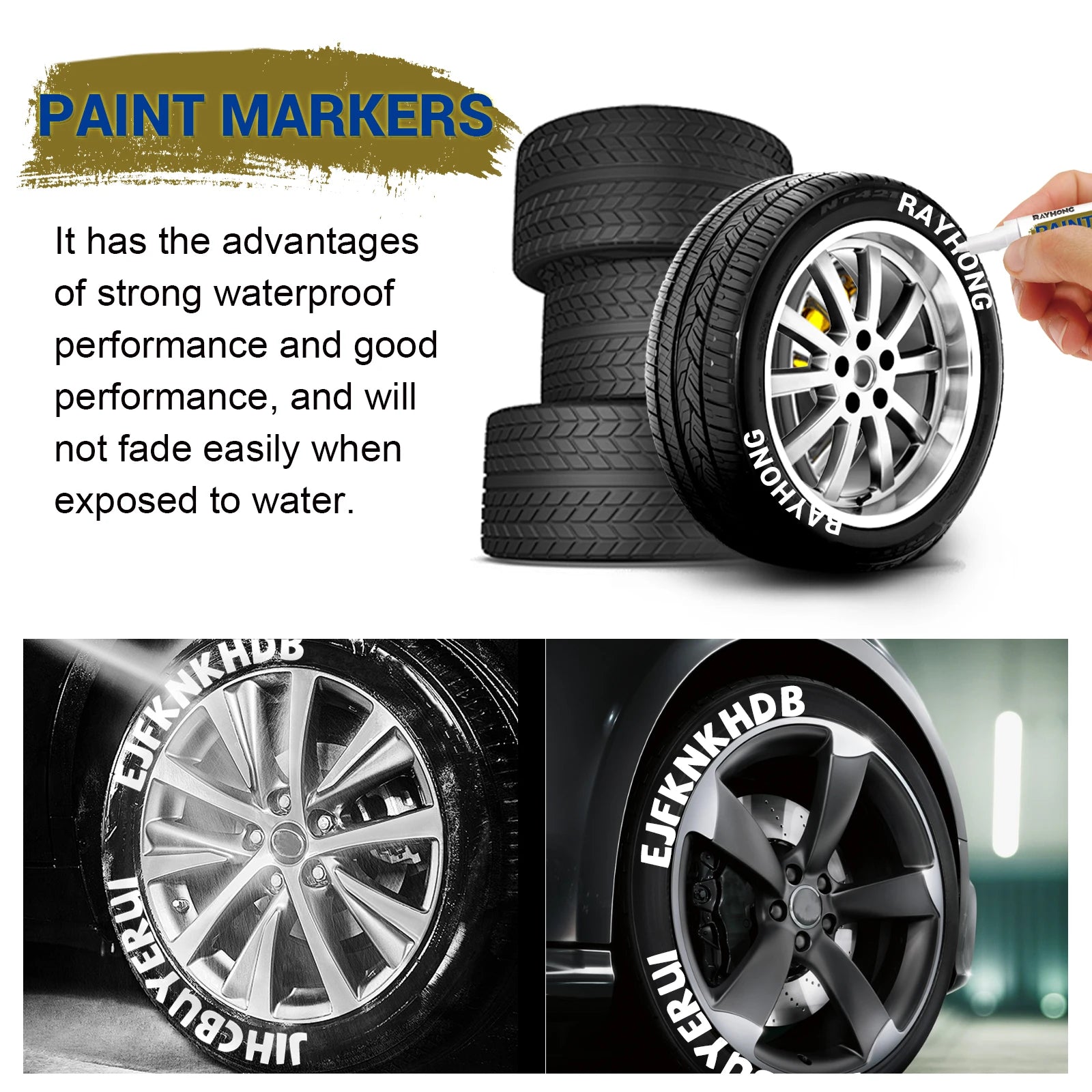 3PCS Tire Marking Pen Set Fast Drying Waterproof Paint Marker for Car Motorcycle Bike Tires White Ink for Drawing Graffiti DIY