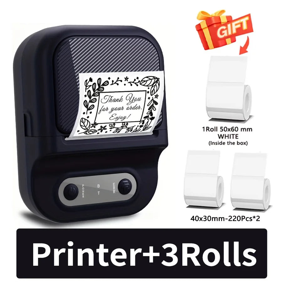 Portable Label Printer Mini Thermal Printe Self-adhesive Inkless 12-58mm Label For School/ Home/ Office/Supermarkets/ Warehouses