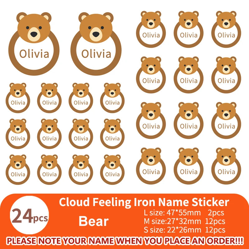Multi Style Personalized Embroidery Name Sticker Clothes Label Decals Washable Iron On Tags Children Uniform Stickers Custom