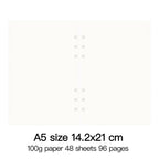 High Quality Ring Binder Notebook A5 Personal A6 A7 A8 Size Insert Refills Loose Leaf Spiral Diary Planner Inner Core 100g Paper
