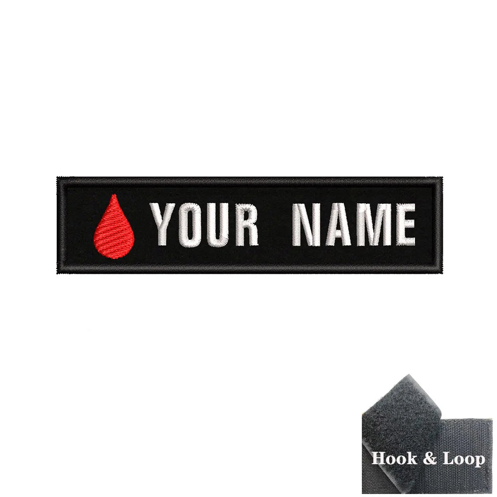 1PC 10cmX2.5cm Custom Name Patch Stripes Badge Iron On Or Hook Loop fire trophy radiation motorcycle blood drop love Pentagram