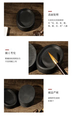 Horseshoe Inkstone Rough Stone Covered Ribbed Inkstone Study Four Treasures Grinding Ink Inkstone