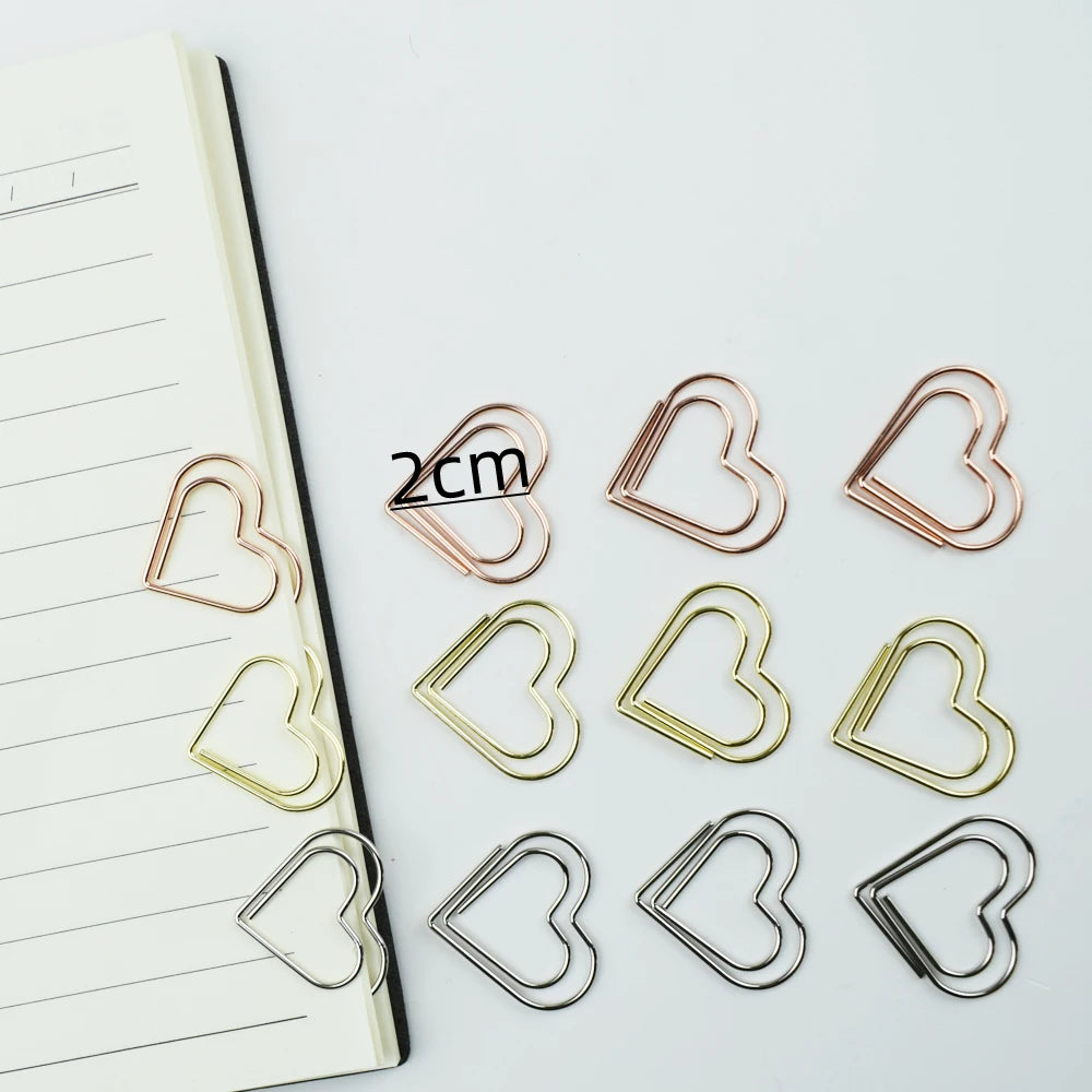 12-Piece Set Heart Paper Clips Colorful Binder for Love Notes Journaling DIY Craft School Supplies Office Organizing Party Favor