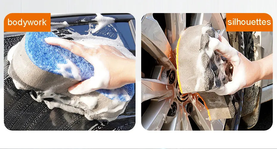 SEAMETAL 1pc Car Damp Clean Sponge Three Layers Wash Sponge Block Remove Duster for Car Detailing Care Tools Washing Accessories