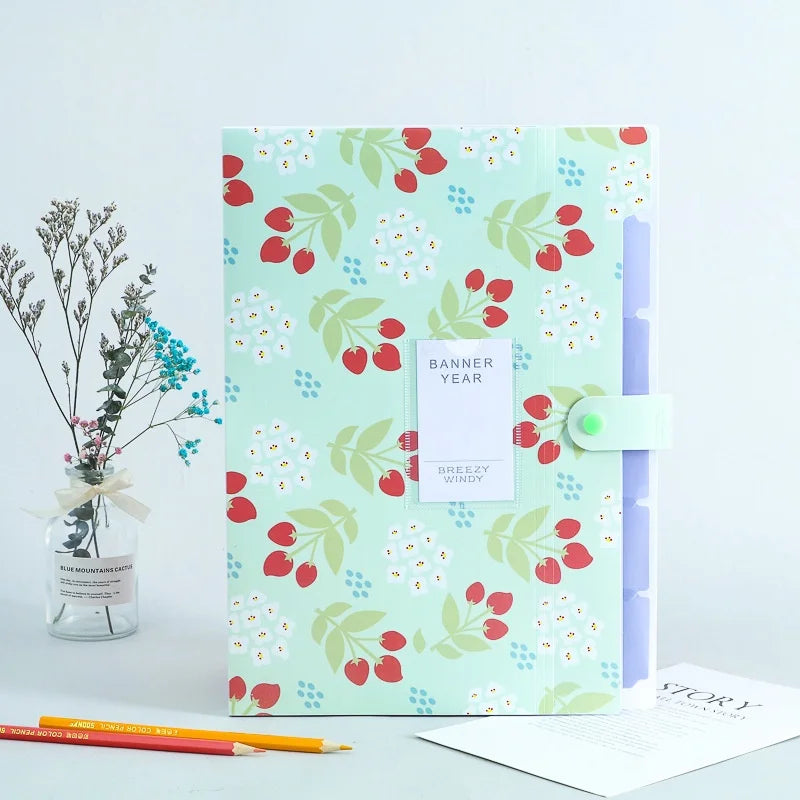 A4 Organ Folder 5 Layers Macaron Colors File Manager Storage Simple Folder for Student School and Office Stationery Supplies