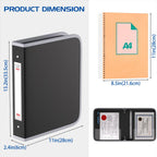 Fireproof Waterproof 3-Ring Binder Fireproof Round Binder with Zipper for Pens and 8.5*11-Inch 375-Sheet Paper (No Inserts)
