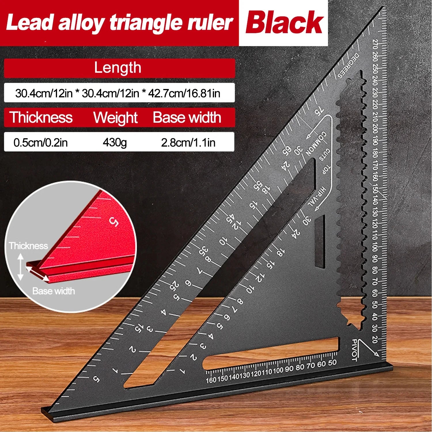 Woodworking Aluminum Alloy Triangle Gauges Measuring Gauging Tools High Precision Marker Angle Ruler Metric and Imperial