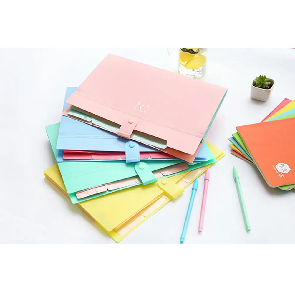A4 Letter Size 5 Pocket Plastic Accordion File Folder Snap Closure Heavy Duty Dust Resistant Paper Organizer for Professional
