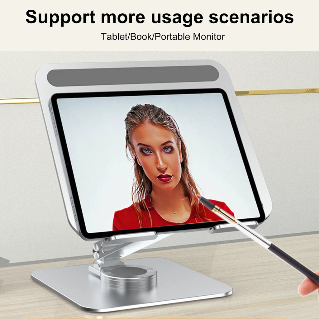 360° Rotatable Stand Metal Aluminum For Laptop Holder Adjustable Anti-Slip Silicone Base Stability for Tablet ﻿Portable Monitor