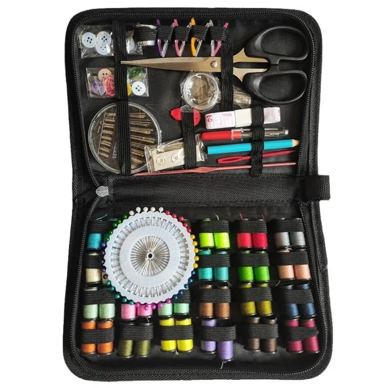 172/128/67/27pcs/set Sewing Kit with Threads Needles Scissors Tape Measure Buttons Storage Bag Portable Travel Sewing Box Tools