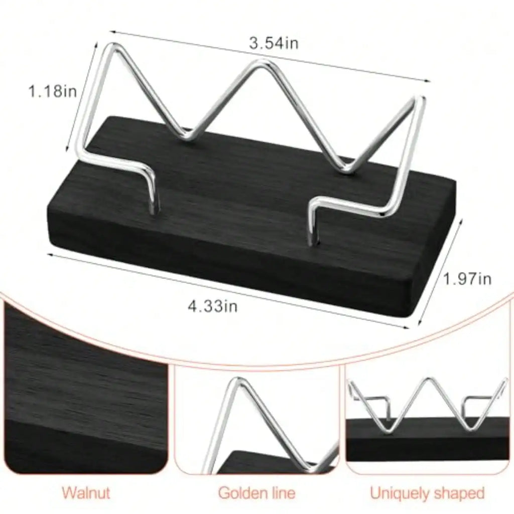 2 Pieces Wood Business Card Holder For Desk Wooden Business Card Display Stand Postcard Holder For Office Home Desktop Black, Silver