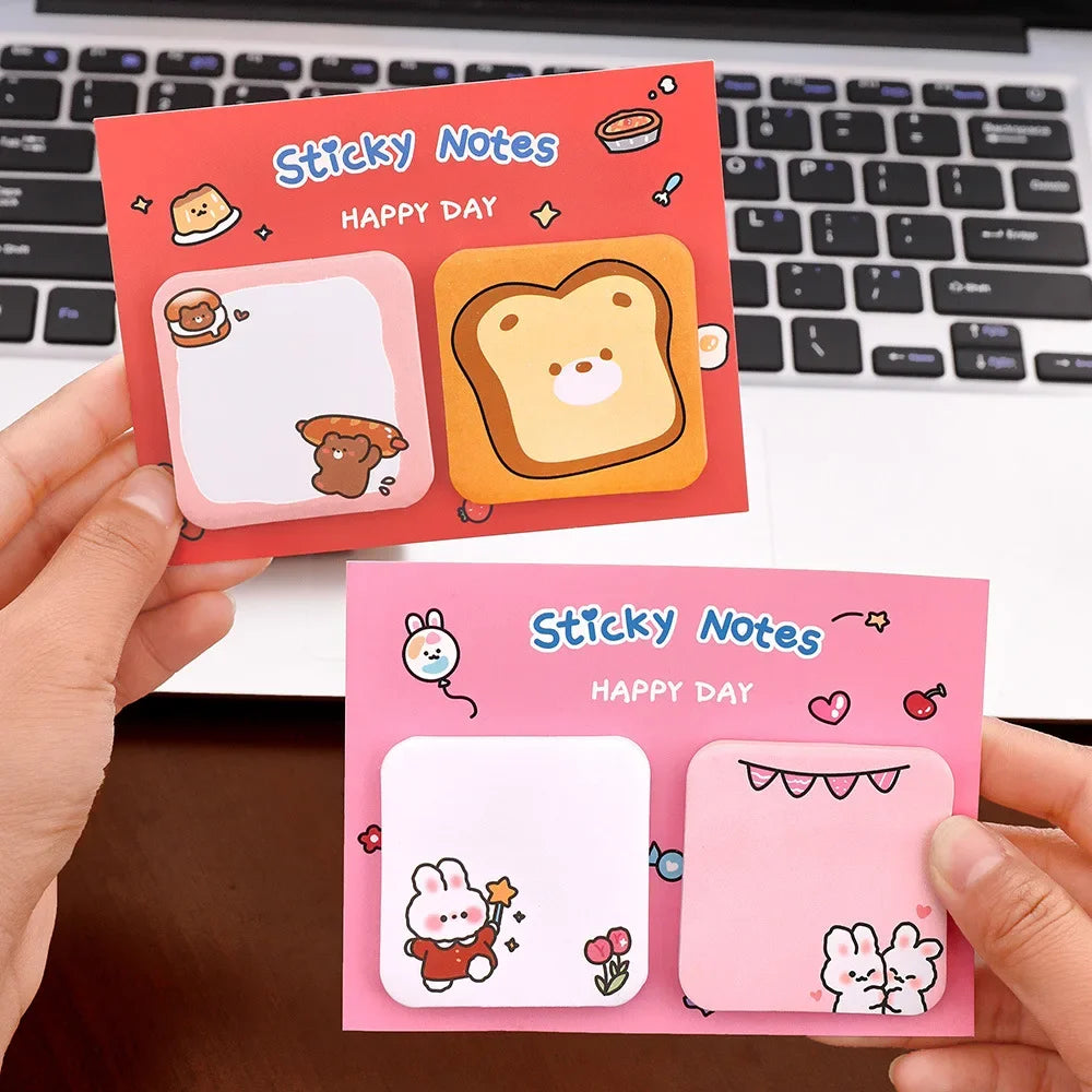 1Pcs Kawaii Cartoon Animal Sticky Notes Sticker 60Sheets Cute Rabbit Bear Capybara Astronaut Memo Pad School Office Stationery