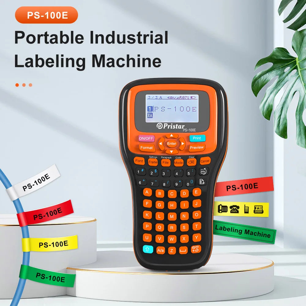 Portable Label Printer PS100E Print Heat Shrink Tube Iron on Fabric Tape Satin Ribbon No Ink Label Maker Industrial Machine