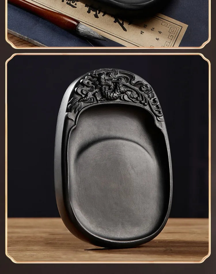 Calligraphy Inkstone Natural Raw Stone Duan Inkstone Chinese Style Brush Writing Painting She Inkstone Vintage Desktop Ornaments