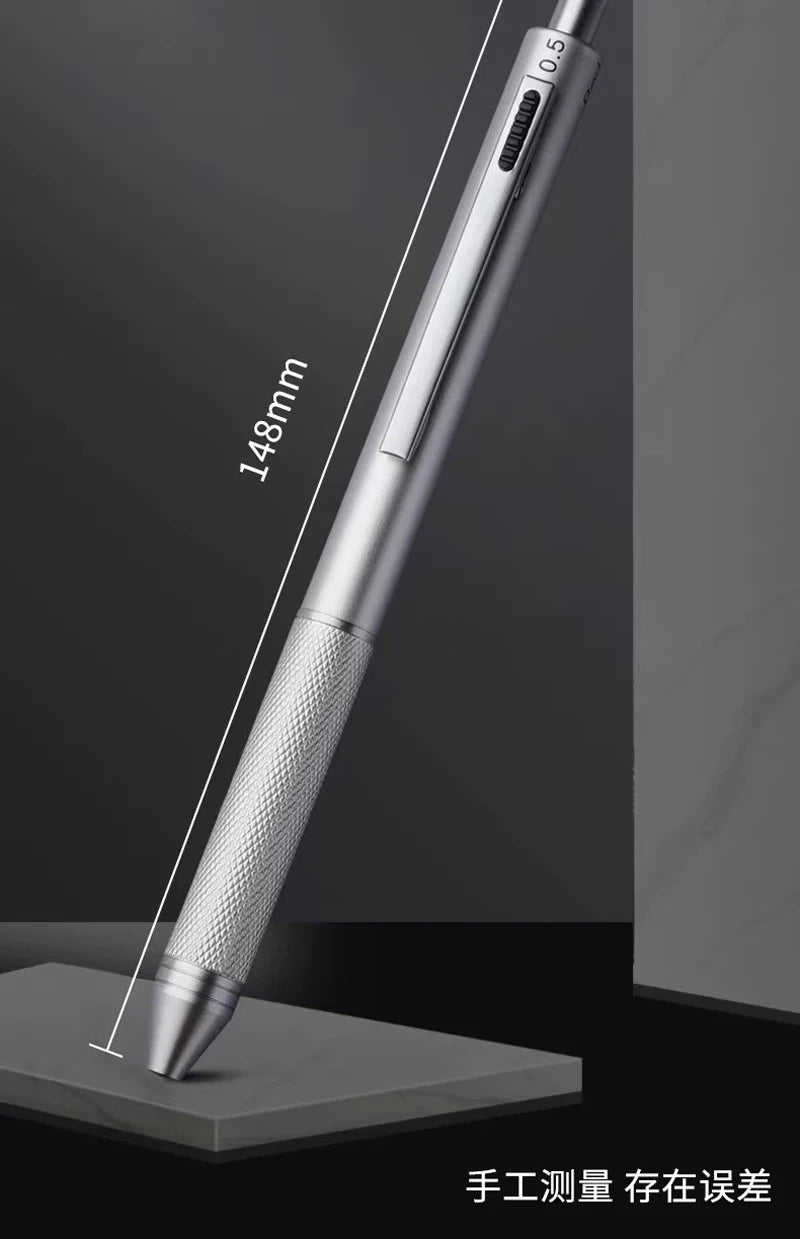 4 In 1 Multifunction Luxury Pen, 0.7mm 3 Color Ballpoint 0.5mm Mechanical Pencil, Gravity Sensor Metal Retractable Pens Długopis