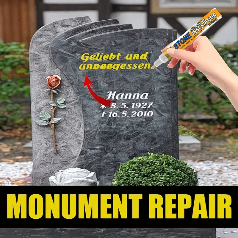 Gravestone Repair Pen 20g, Fade-Resistant, Tombstone Inscription Restoration, Restores Faded Engravings, Anti-Weathering, Gold-Plated Marking Pen